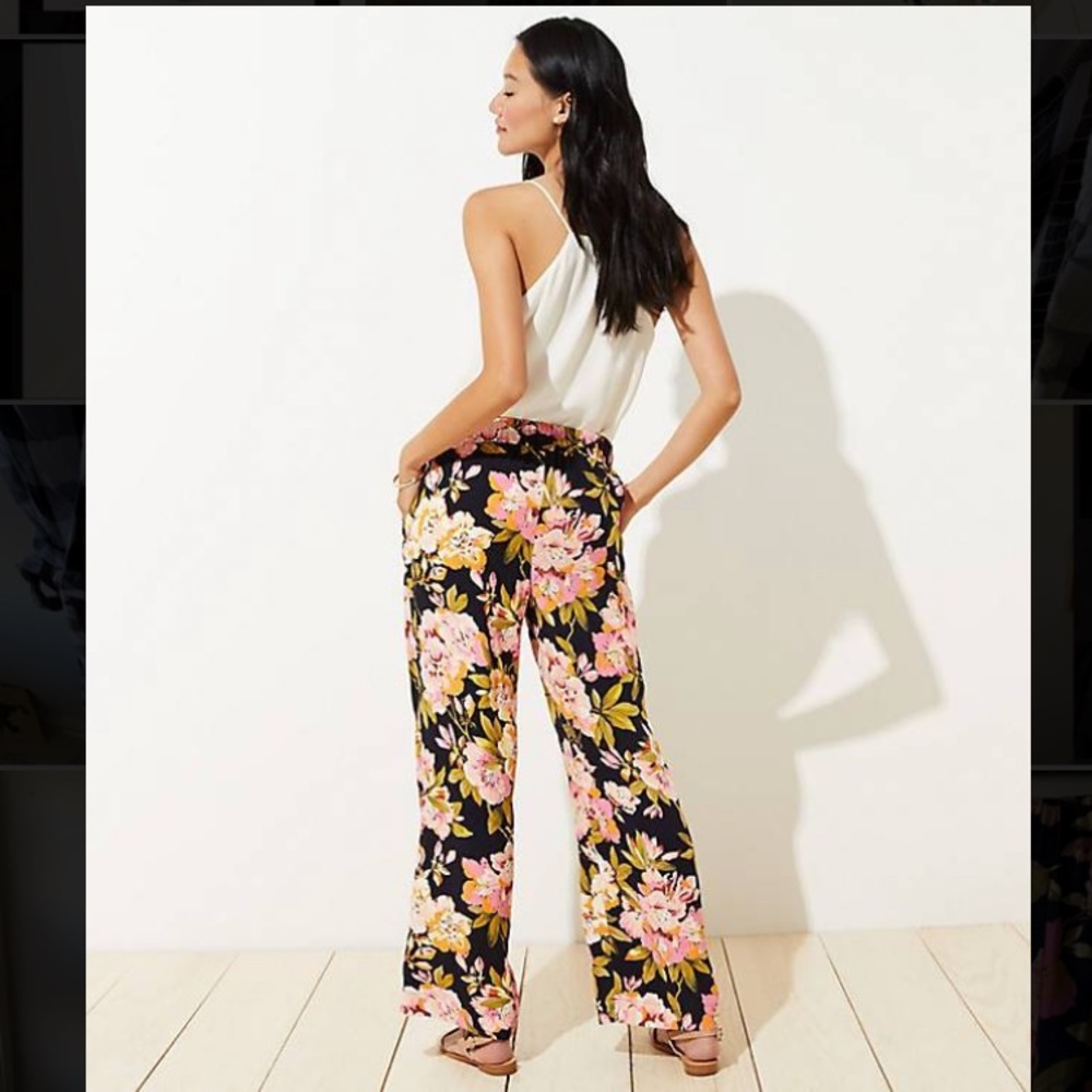 LOFT Printed, Floral, Wide Leg Pants
